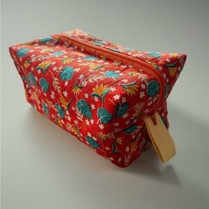 Orange Floral Cosmetic Bag